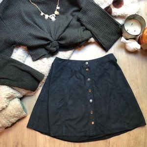 Blue Suede Button-up Skirt